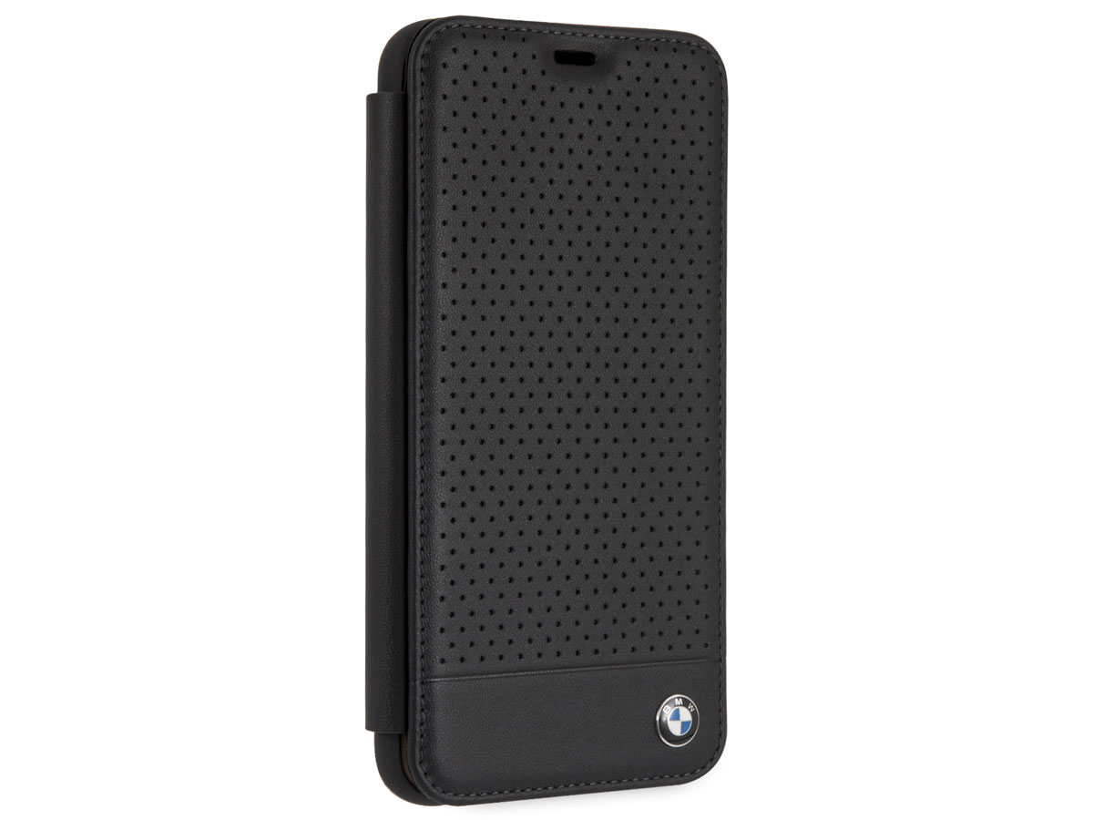 BMW Perforated Folio Zwart Leer - iPhone Xs Max hoesje