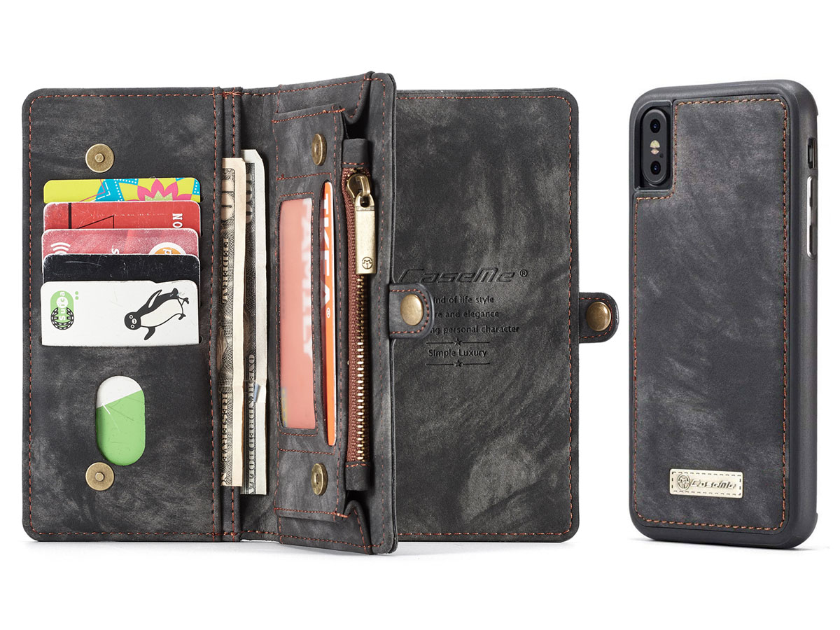 True Wallet Case Ritsvak Zwart - iPhone Xs Max hoesje