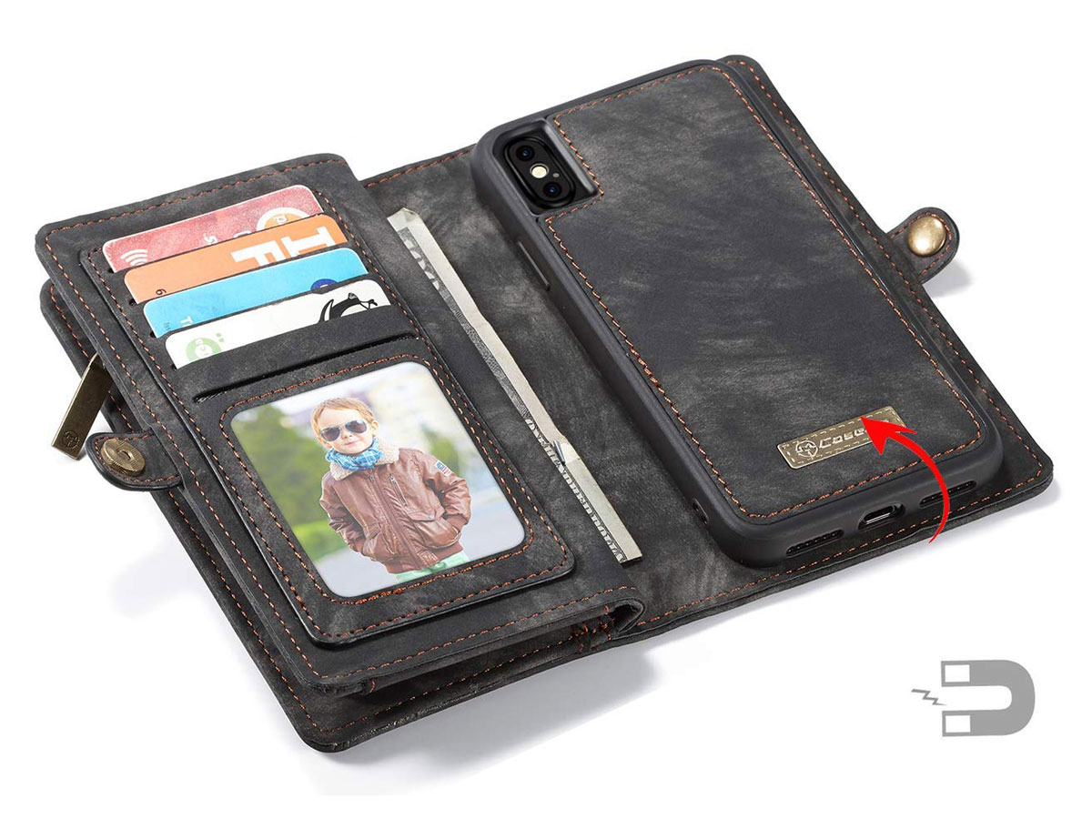 True Wallet Case Ritsvak Zwart - iPhone Xs Max hoesje