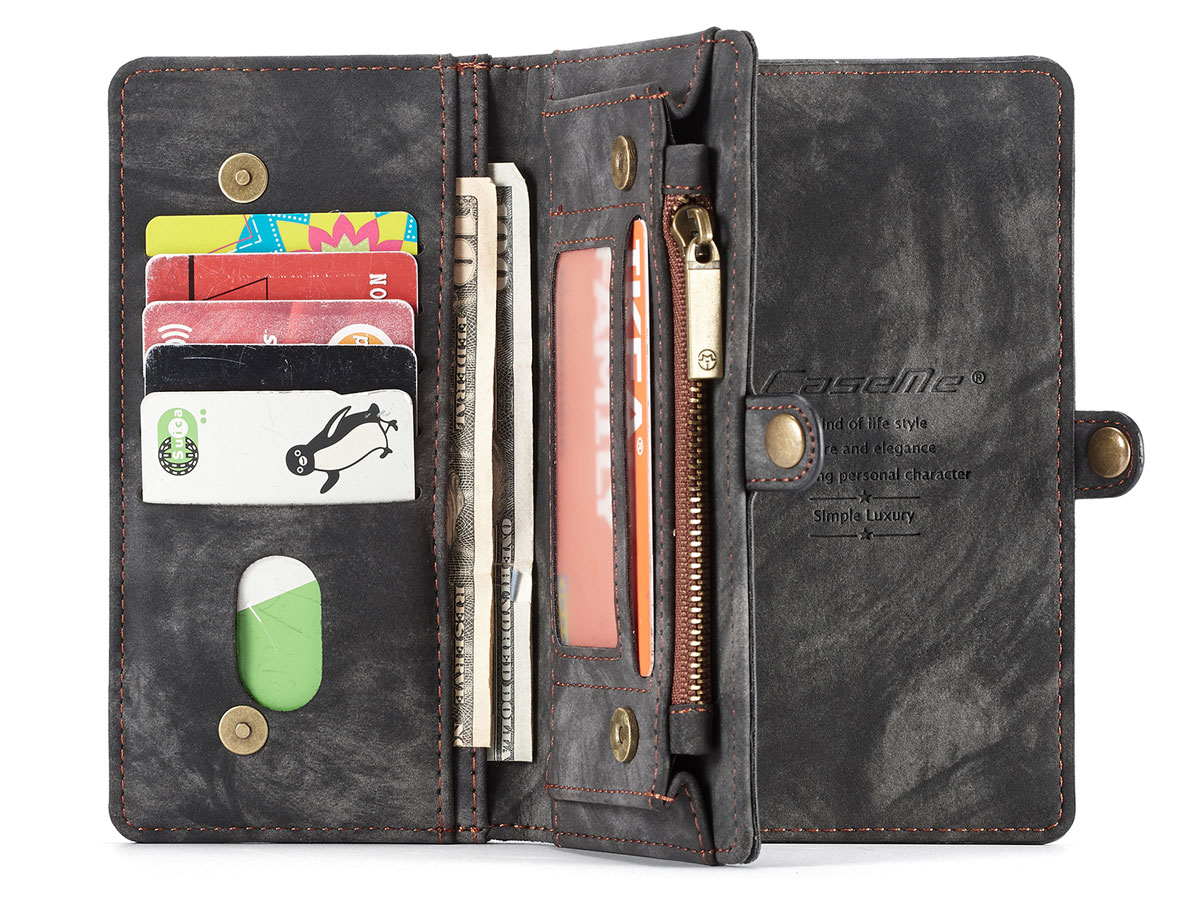 True Wallet Case Ritsvak Zwart - iPhone Xs Max hoesje