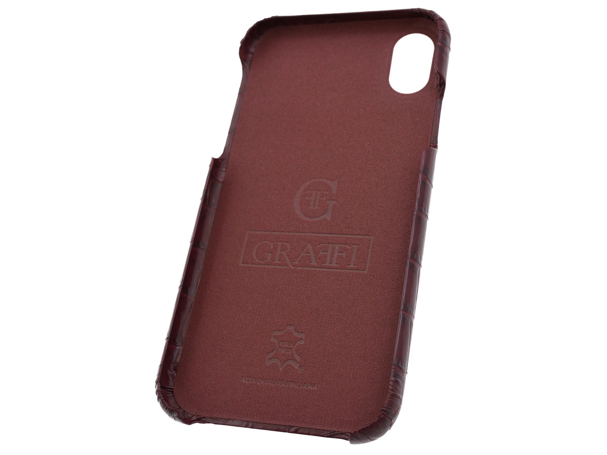 Graffi Cover Croco Bordeaux Leer - iPhone Xs Max hoesje