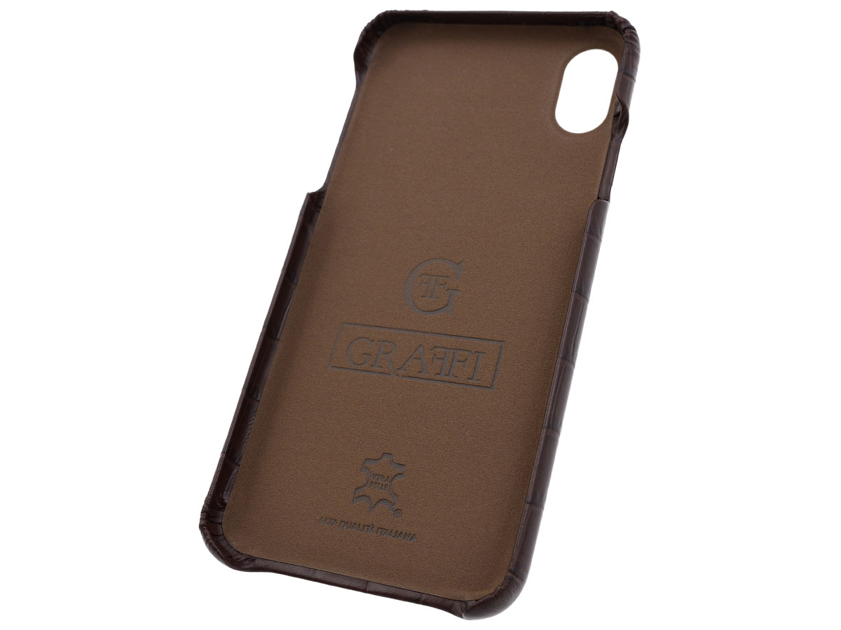 Graffi Cover Croco Bruin Leer - iPhone Xs Max hoesje