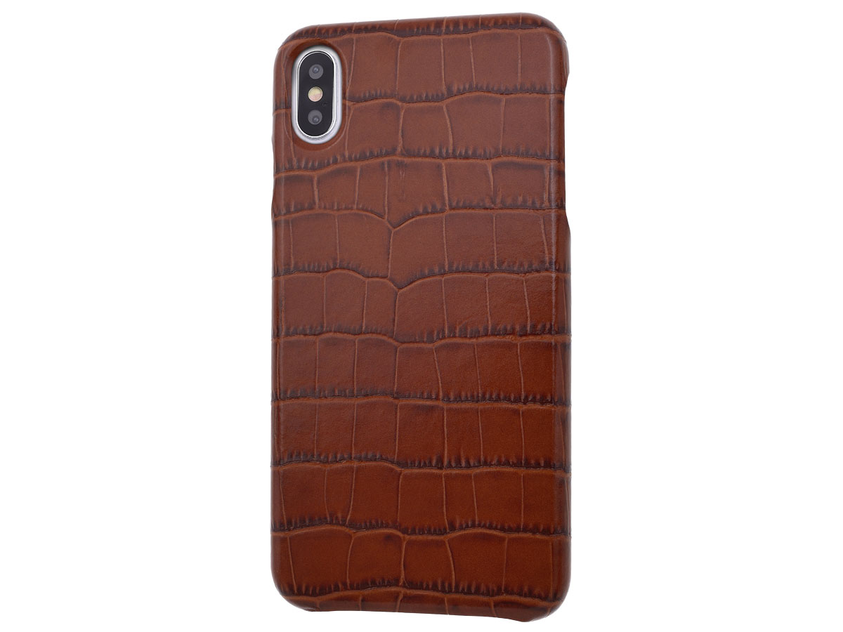 Graffi Cover Croco Cognac Leer - iPhone Xs Max hoesje