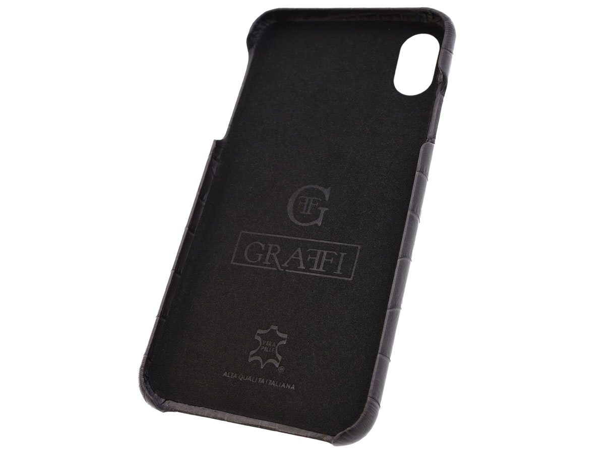 Graffi Cover Croco Grijs Leer - iPhone Xs Max hoesje