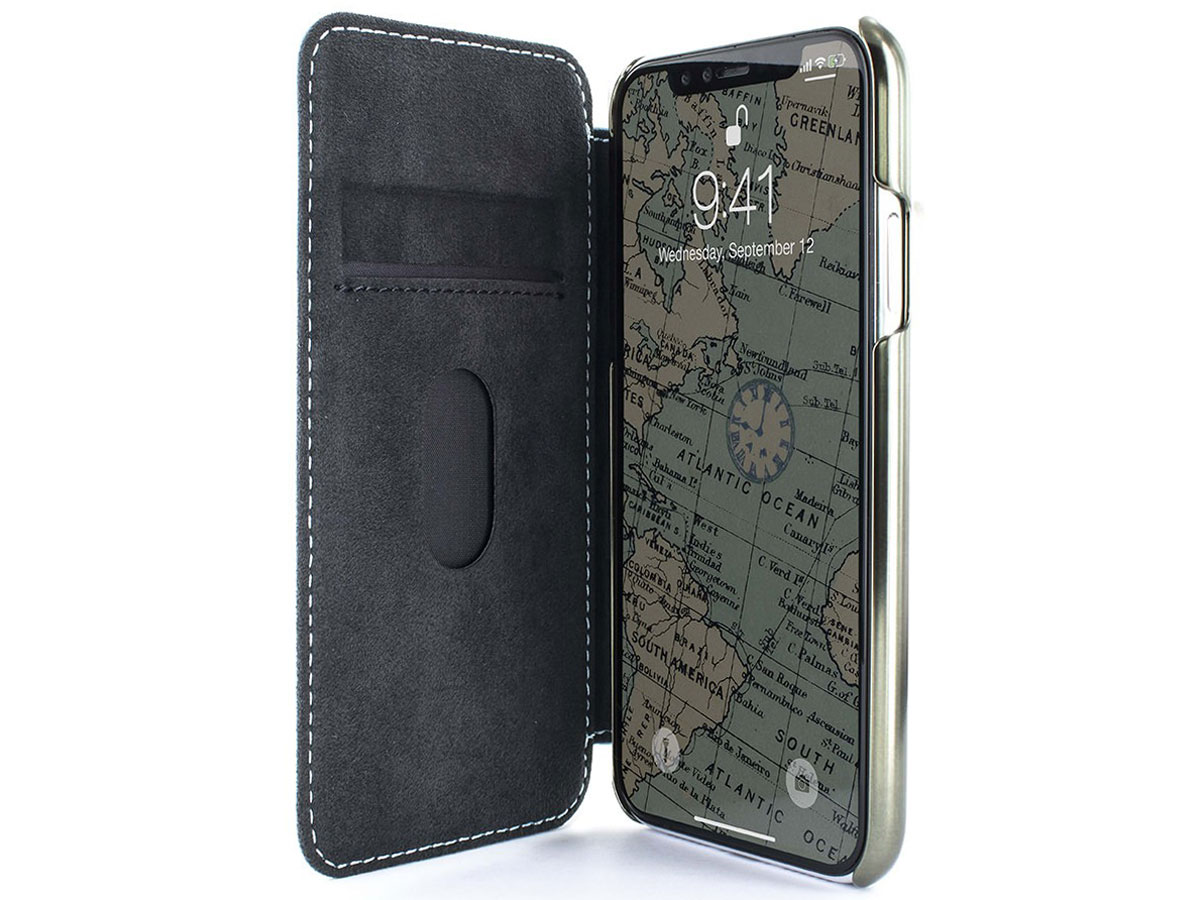 Greenwich Blake Folio Beach House/Gunmetal - iPhone Xs Max Hoesje Leer