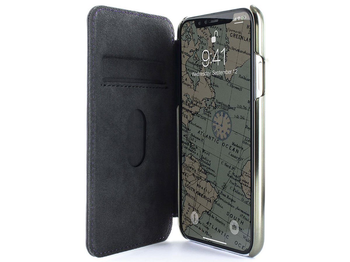 Greenwich Blake Folio Damson/Gunmetal - iPhone Xs Max Hoesje Leer