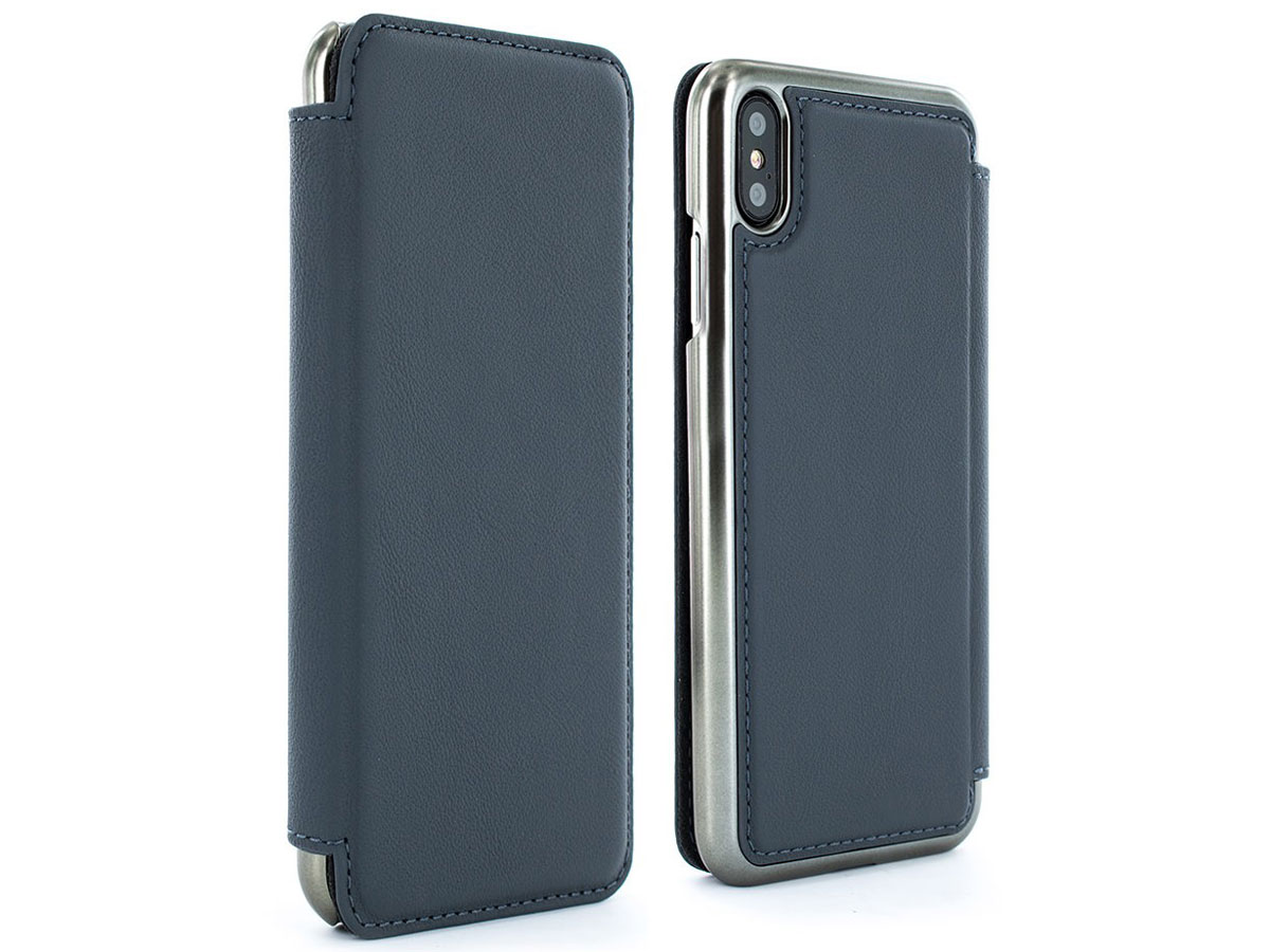 Greenwich Blake Folio Seal/Gunmetal - Leren iPhone Xs Max hoesje