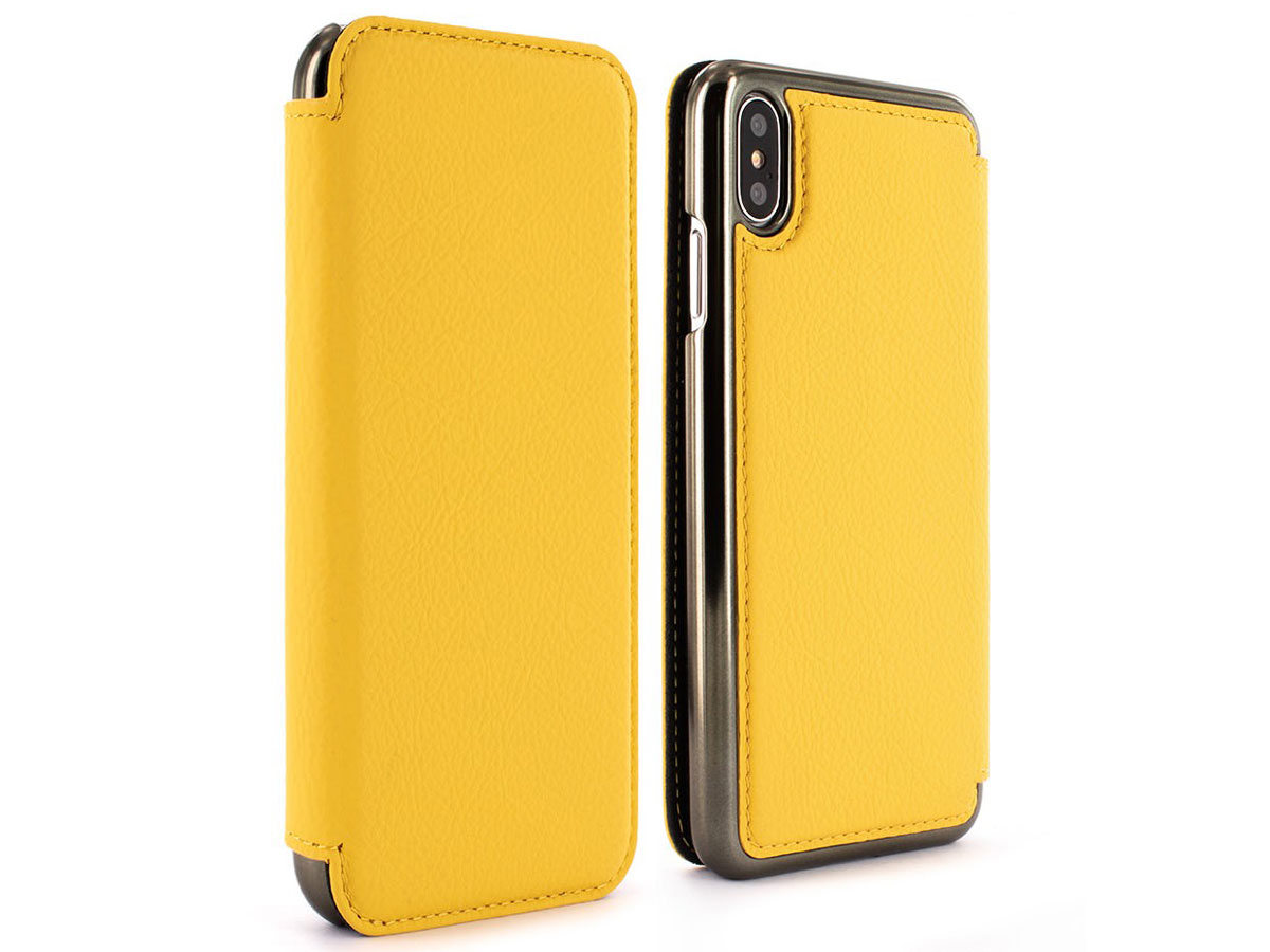 Greenwich Blake Folio Canary/Gunmetal - iPhone Xs Max Hoesje Leer