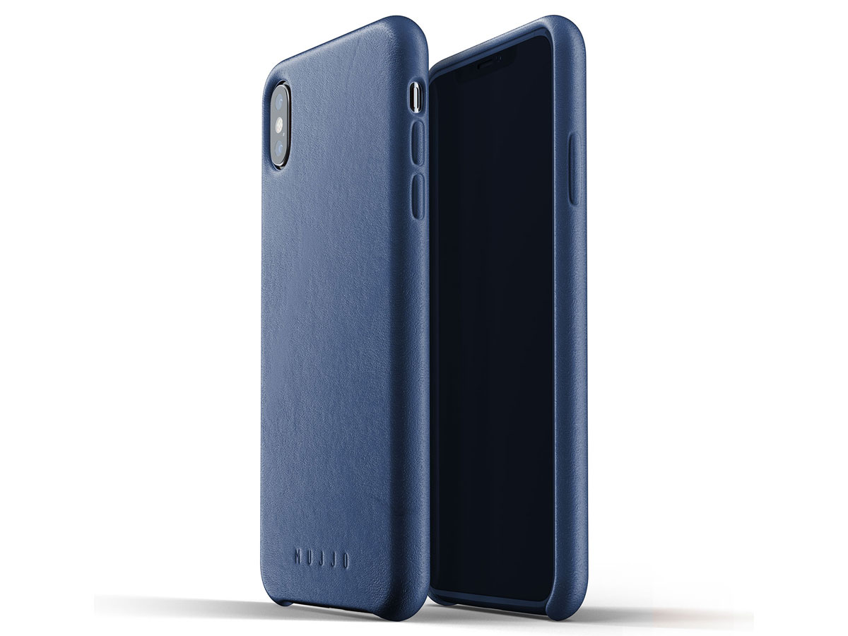 Mujjo Full Leather Case Blauw - iPhone Xs Max hoesje