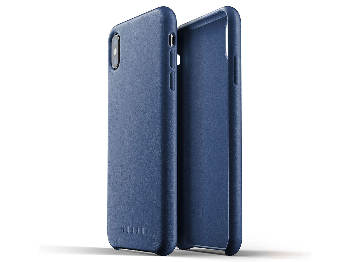 Mujjo Full Leather Case Blauw - iPhone Xs Max hoesje