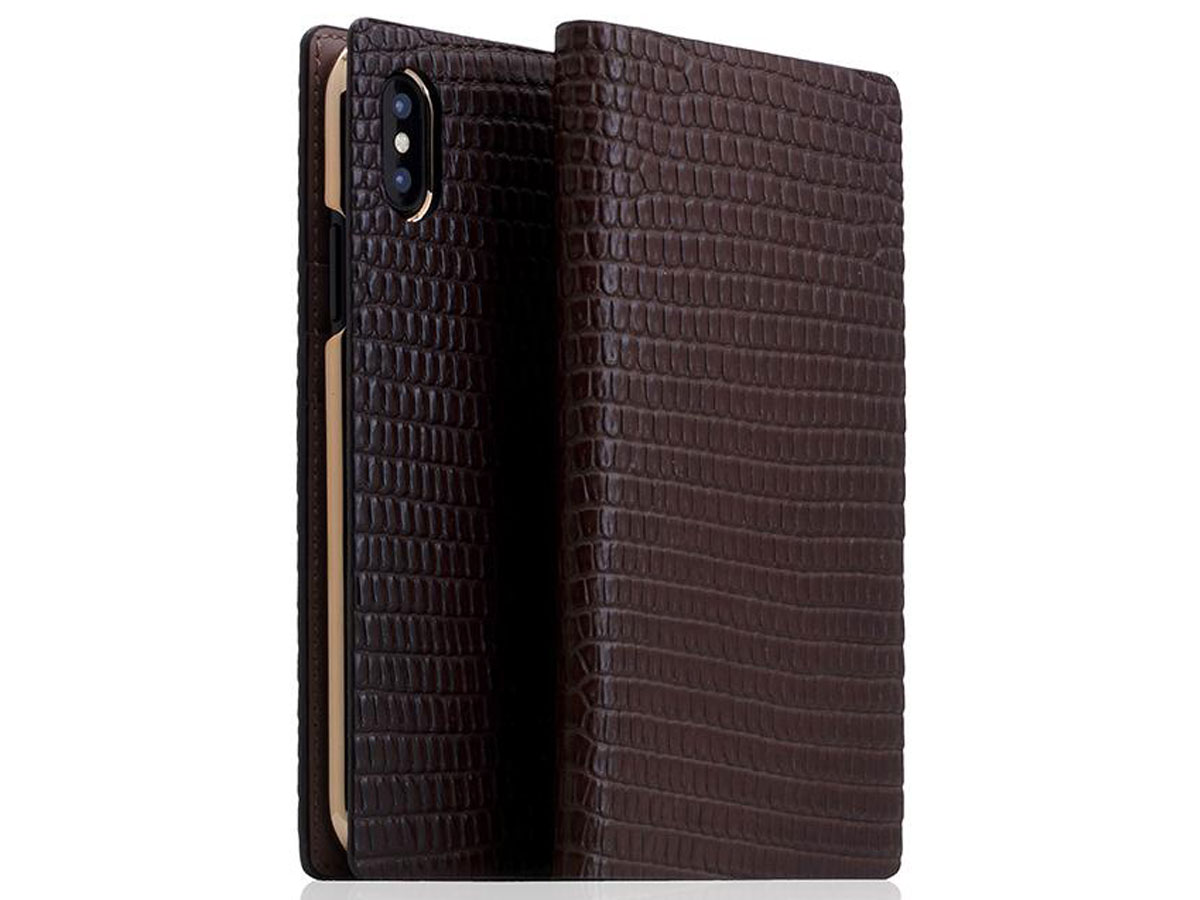 SLG Design D3 Lizard Bruin Leer - iPhone Xs Max hoesje