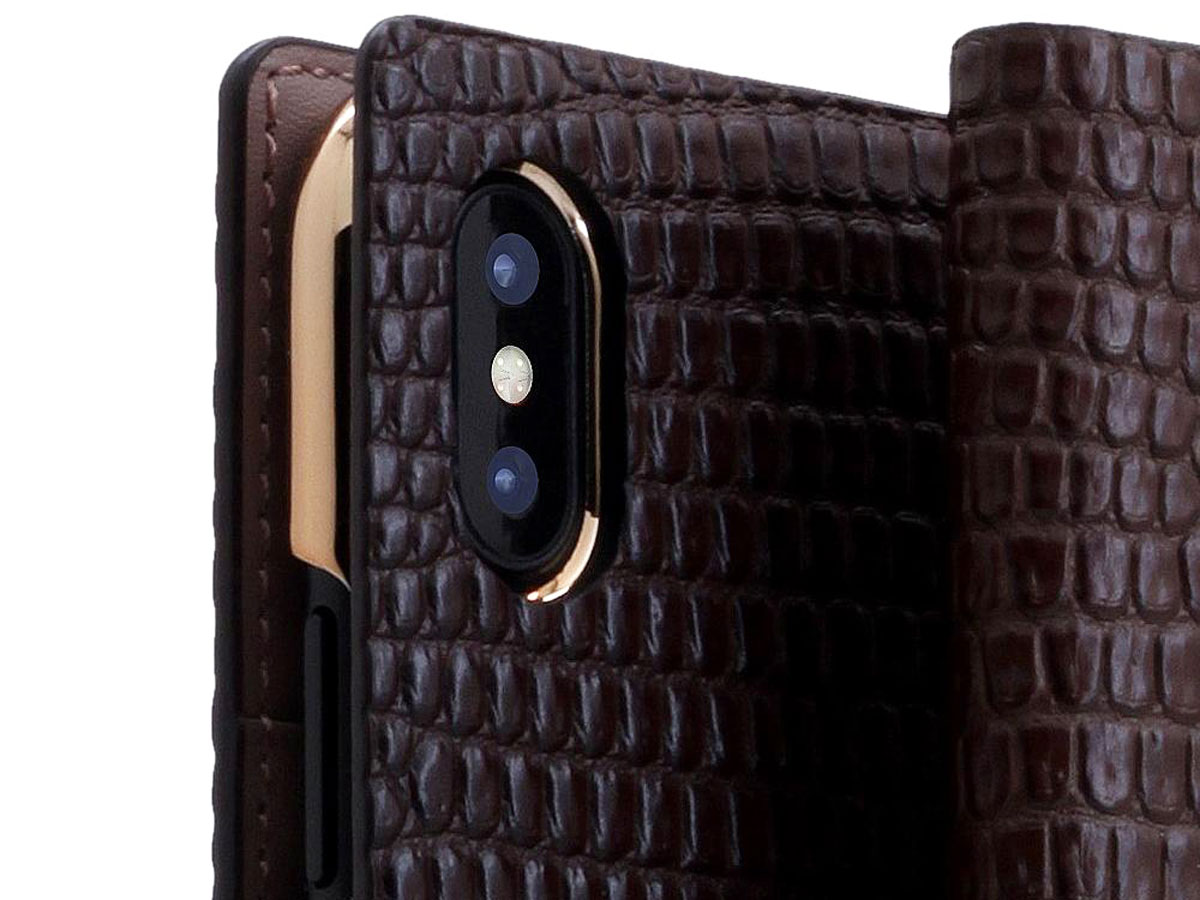 SLG Design D3 Lizard Bruin Leer - iPhone Xs Max hoesje