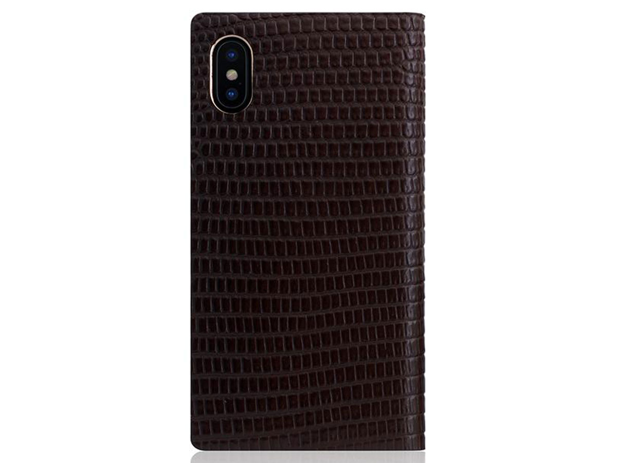 SLG Design D3 Lizard Bruin Leer - iPhone Xs Max hoesje