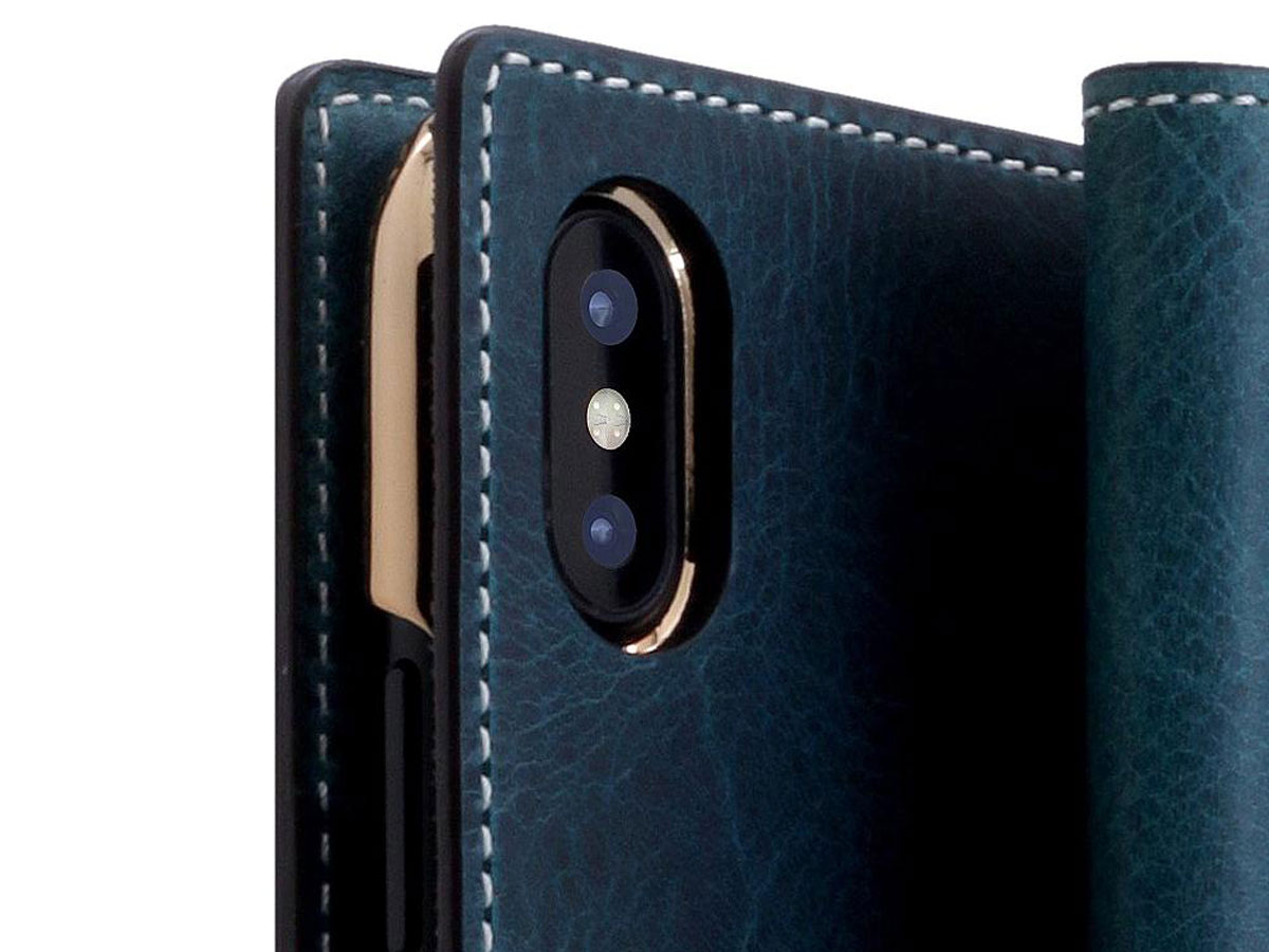 SLG Design D7 Italian Wax Leer Blauw - iPhone Xs Max hoesje