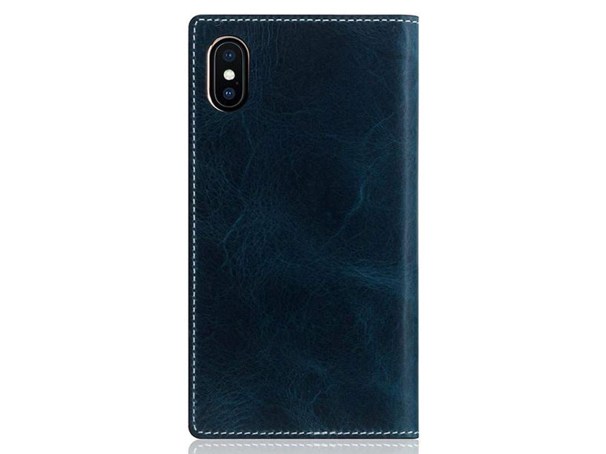 SLG Design D7 Italian Wax Leer Blauw - iPhone Xs Max hoesje