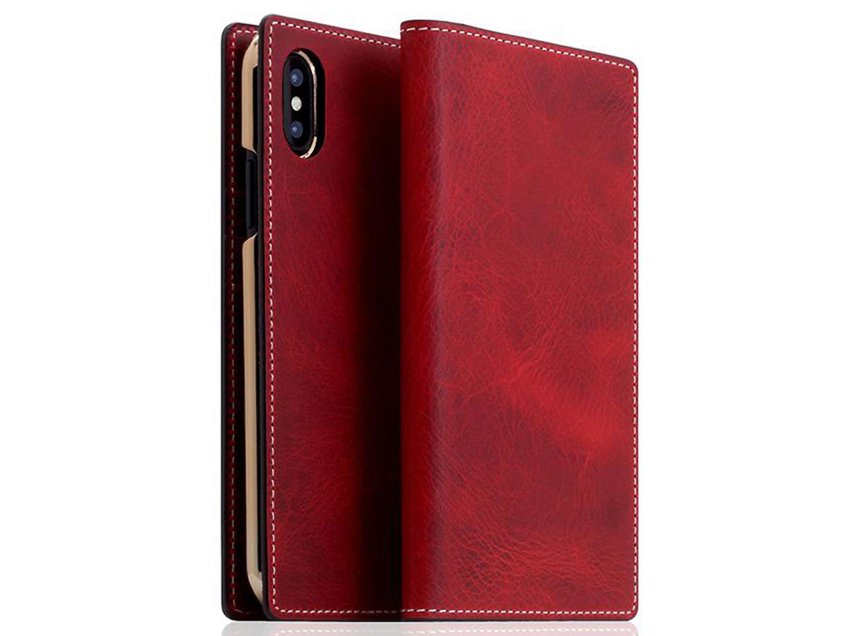 SLG Design D7 Italian Wax Leer Rood - iPhone Xs Max hoesje