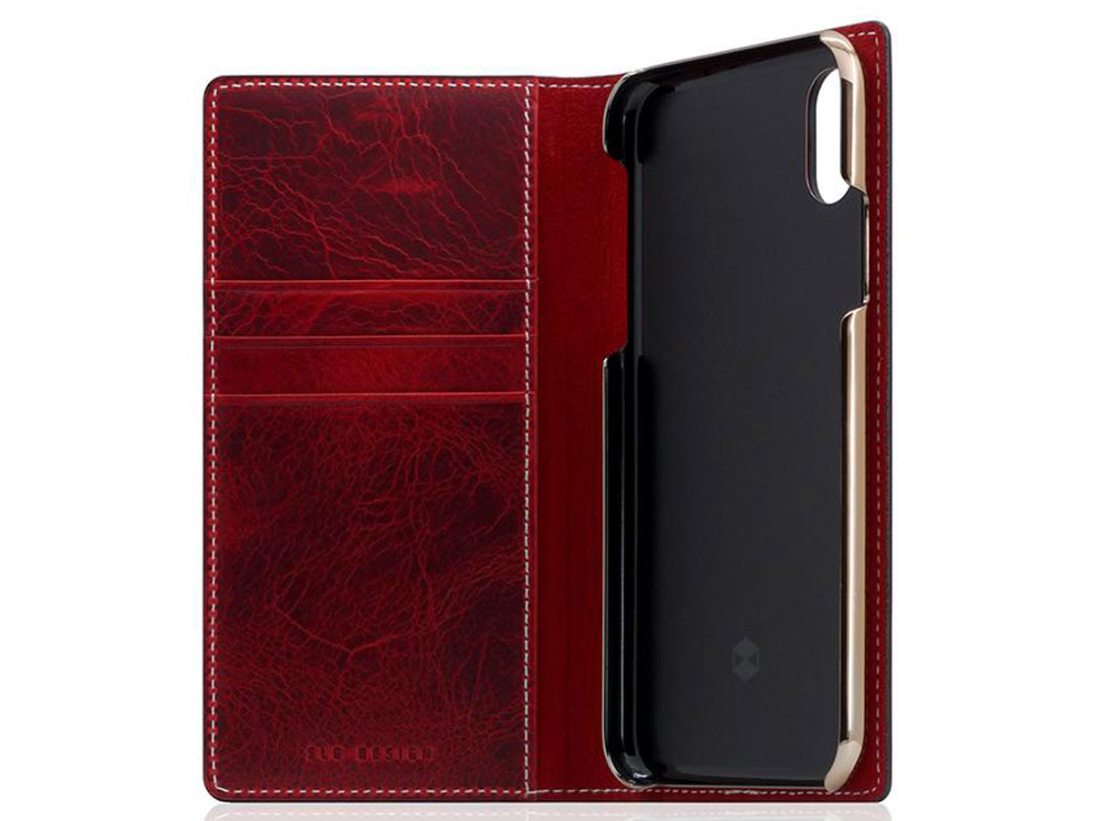 SLG Design D7 Italian Wax Leer Rood - iPhone Xs Max hoesje