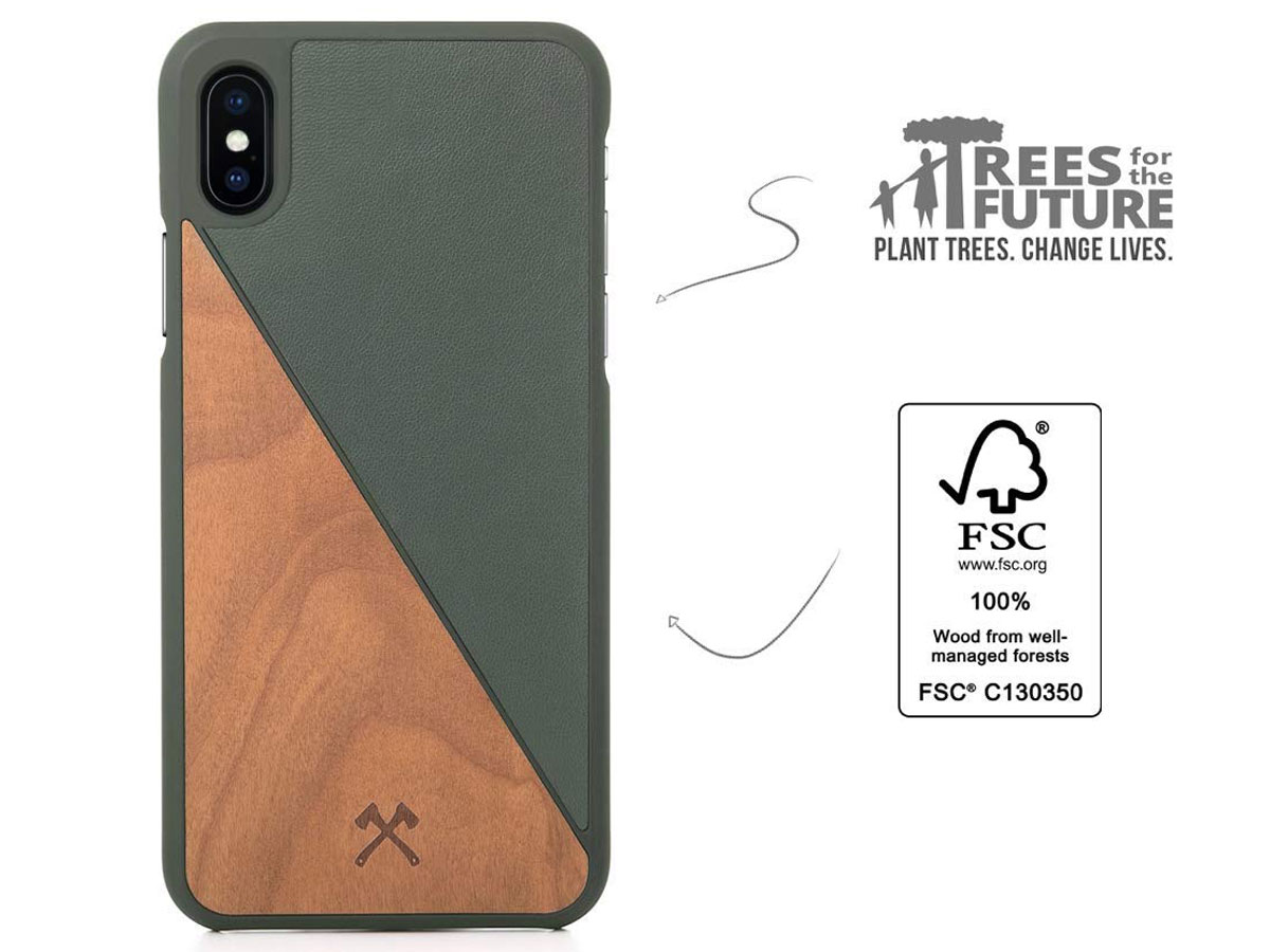 Woodcessories EcoSplit Groen - iPhone Xs Max hoesje