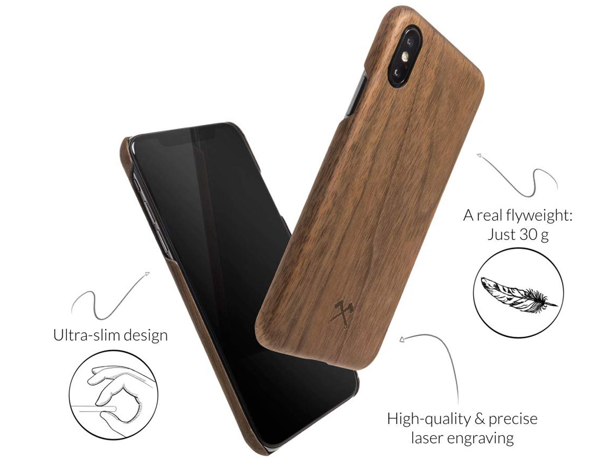 Woodcessories EcoSlim Walnut - iPhone Xs Max Hoesje met Protector