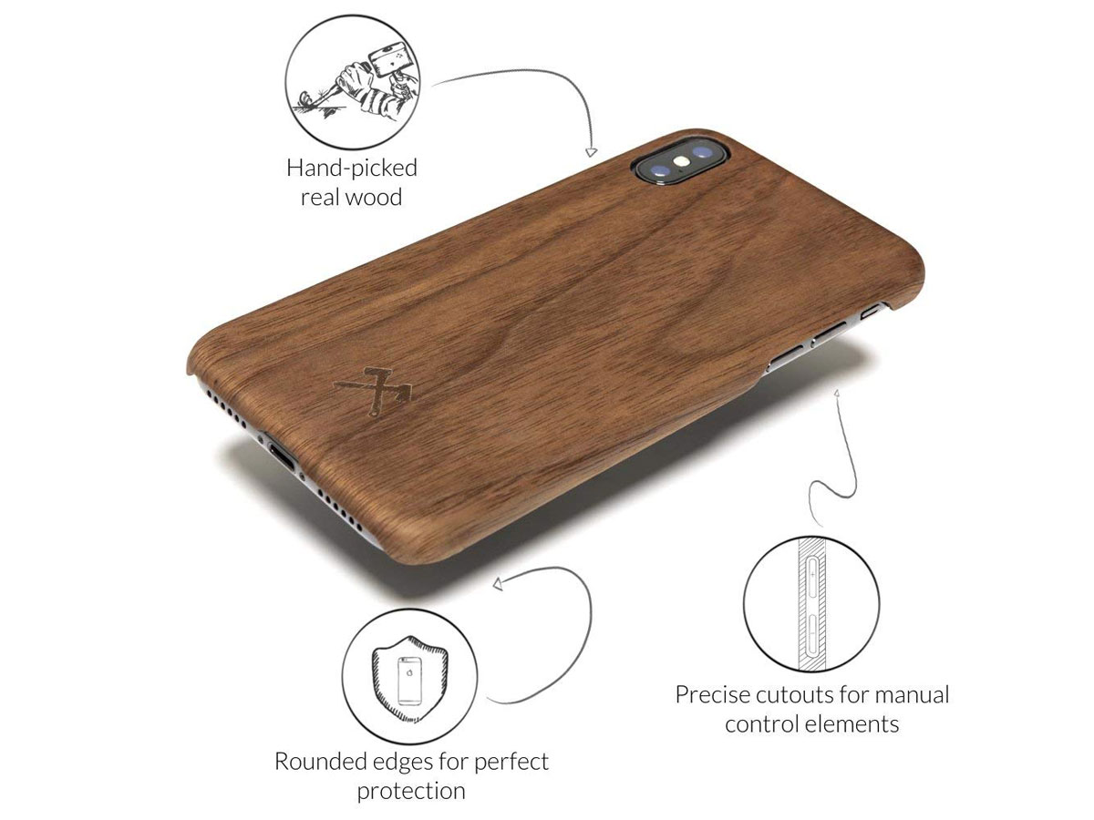 Woodcessories EcoSlim Walnut - iPhone Xs Max Hoesje met Protector