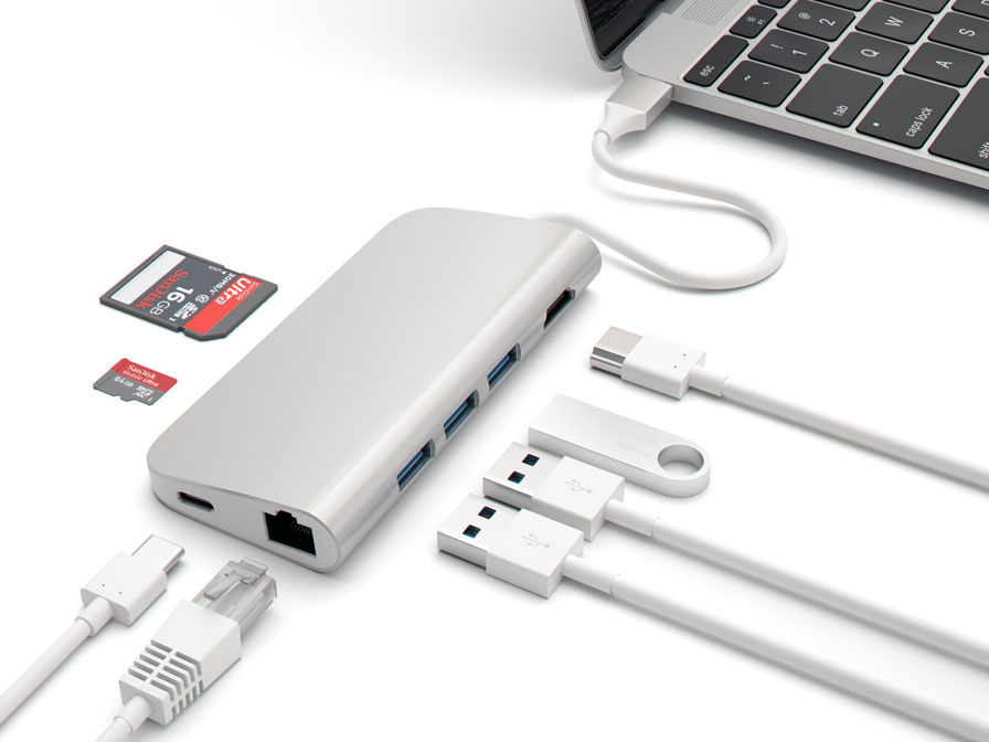 Satechi USB-C Multi-Port Hub met USB HDMI Ethernet SD