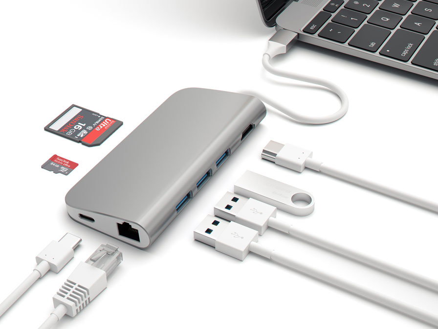 Satechi USB-C Multi-Port Hub met USB HDMI Ethernet SD