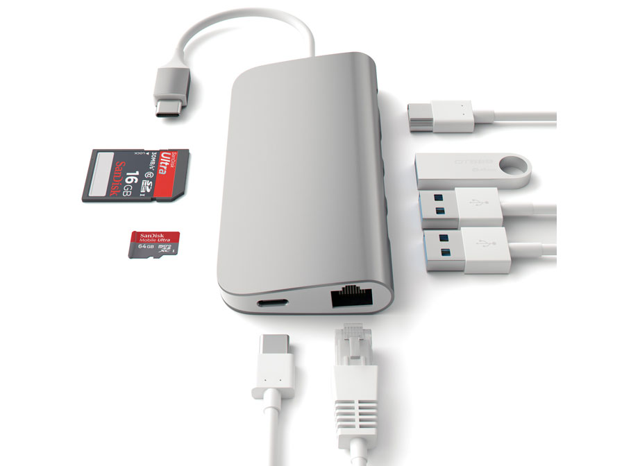 Satechi USB-C Multi-Port Hub met USB HDMI Ethernet SD