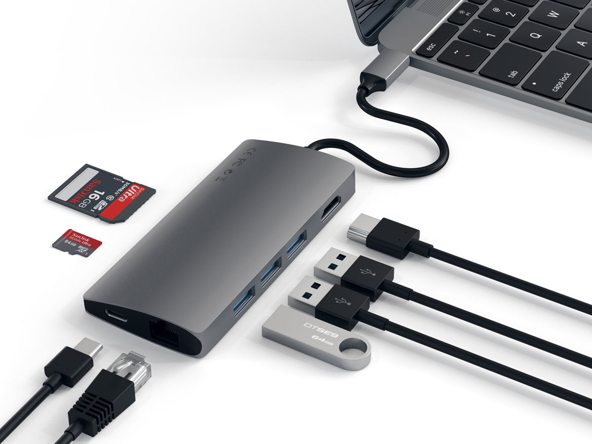 Satechi USB-C Multi-Port Hub V2 - USB HDMI Ethernet SD