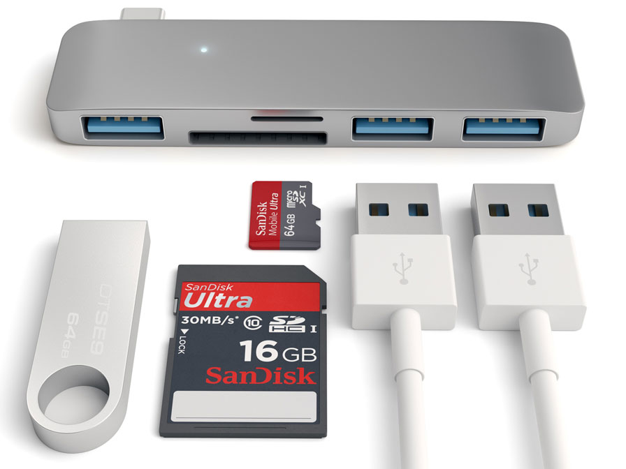 Satechi USB-C 3-in-1 Combo Hub - USB-A en Kaartlezer