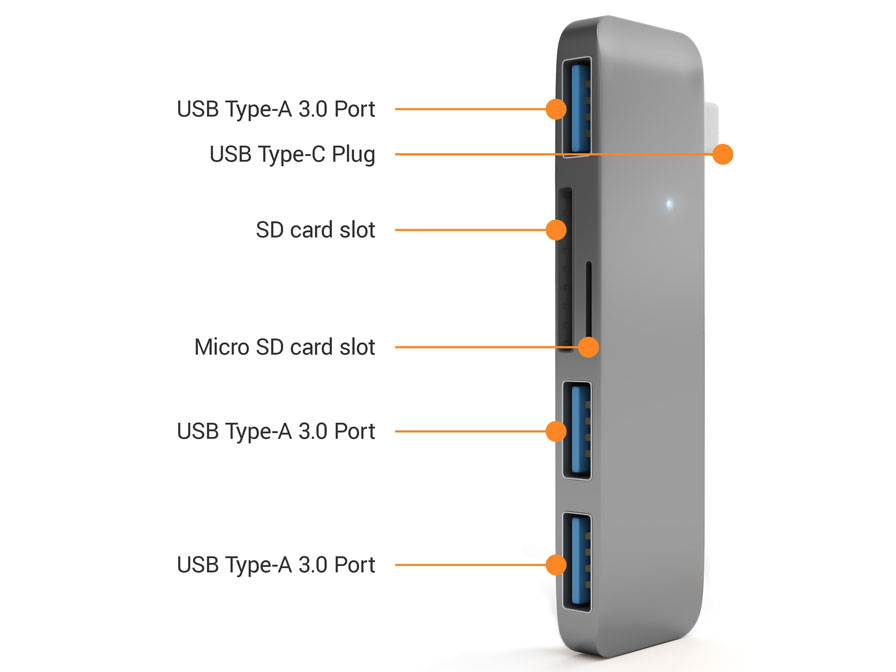 Satechi USB-C 3-in-1 Combo Hub - USB-A en Kaartlezer