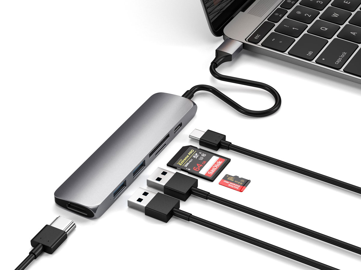 Satechi USB-C Slim Multi-Port Adapter V2 - Space Grey