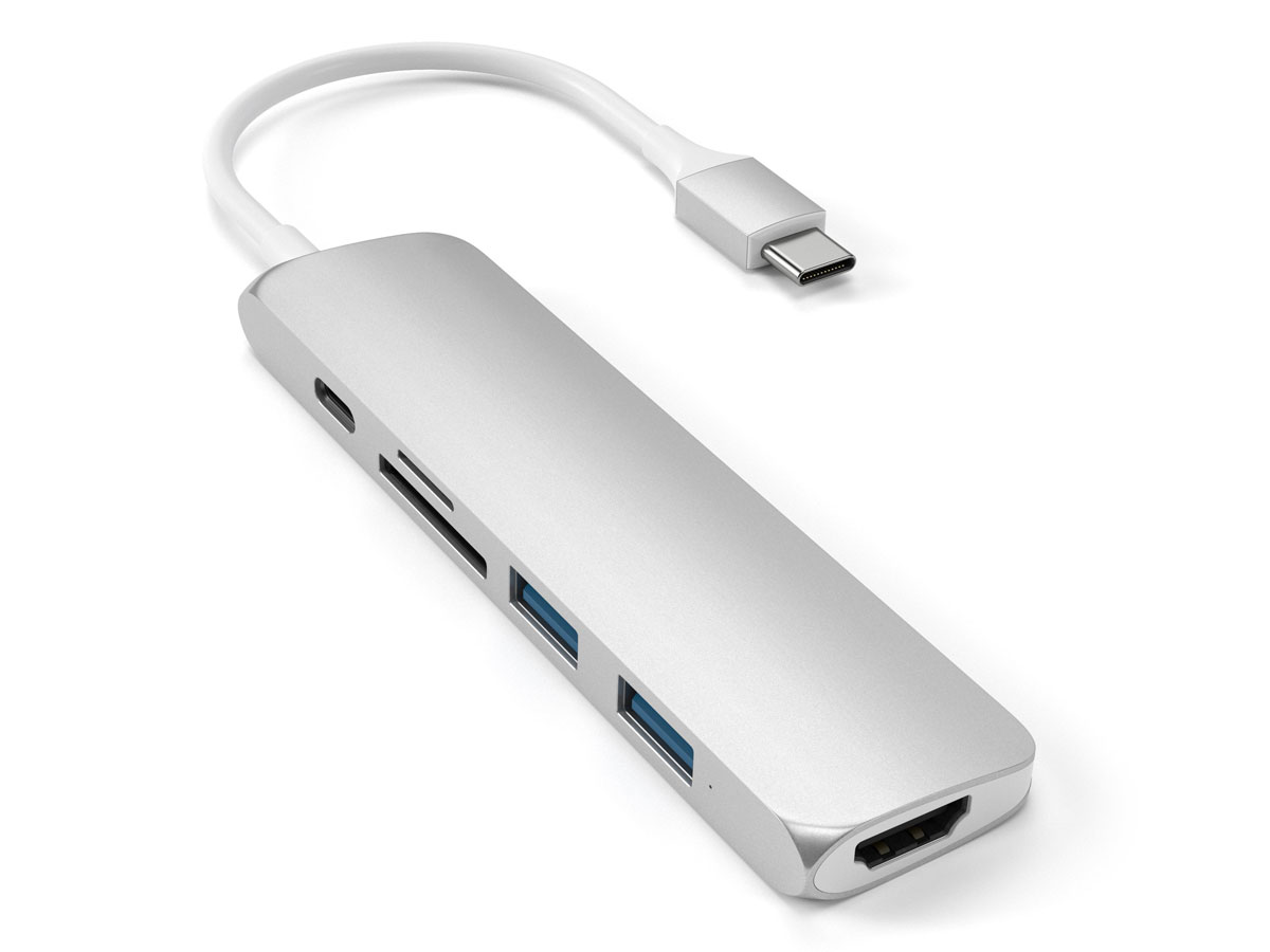 Satechi USB-C Slim Multi-Port Adapter V2 - Zilver