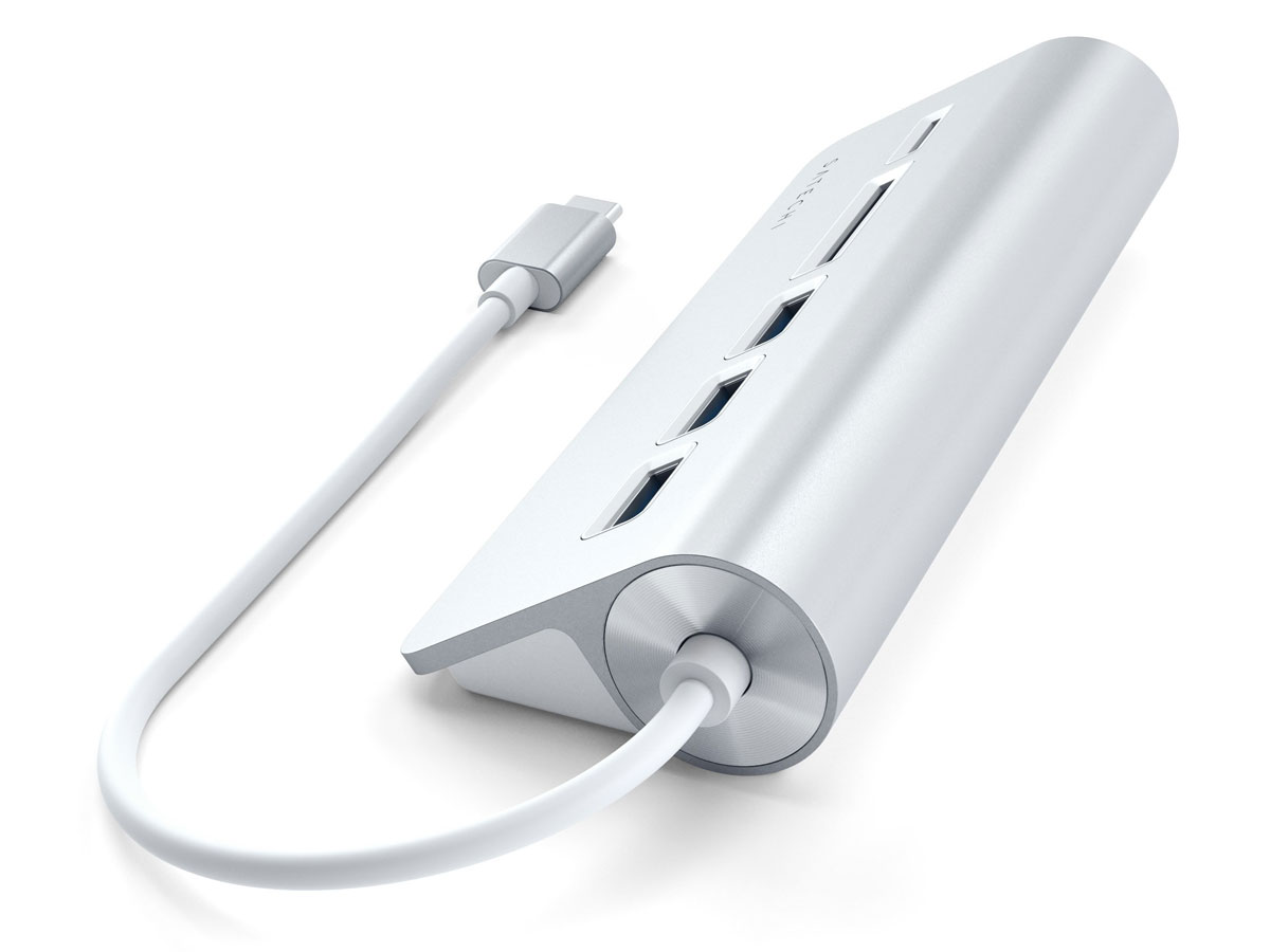 Satechi Aluminium USB-C Hub en Kaartlezer - Zilver