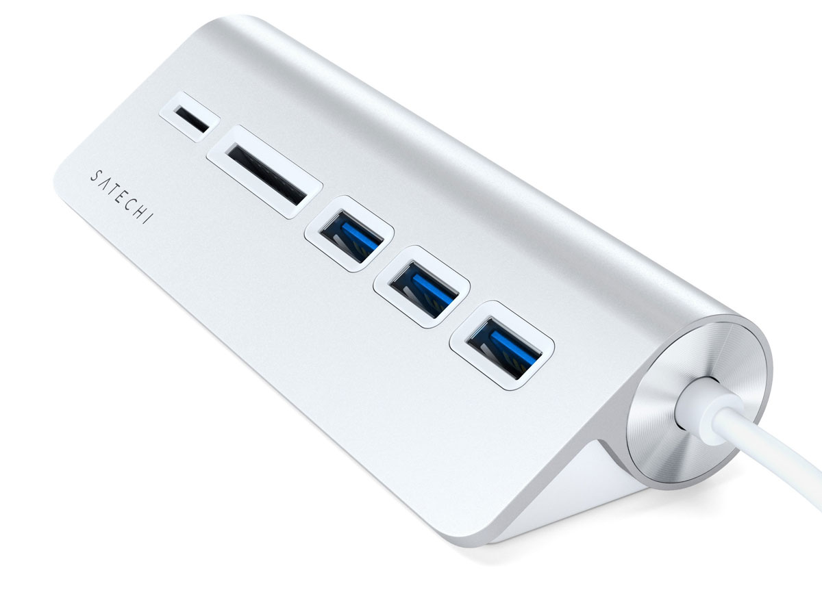 Satechi Aluminium USB-C Hub en Kaartlezer - Zilver