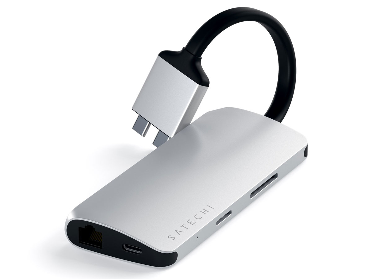 Satechi USB-C Dual 4K Multimedia Hub Multiport Adapter - Zilver