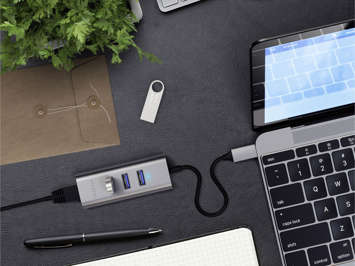 Satechi USB-C 2in1 Hub - USB en Ethernet