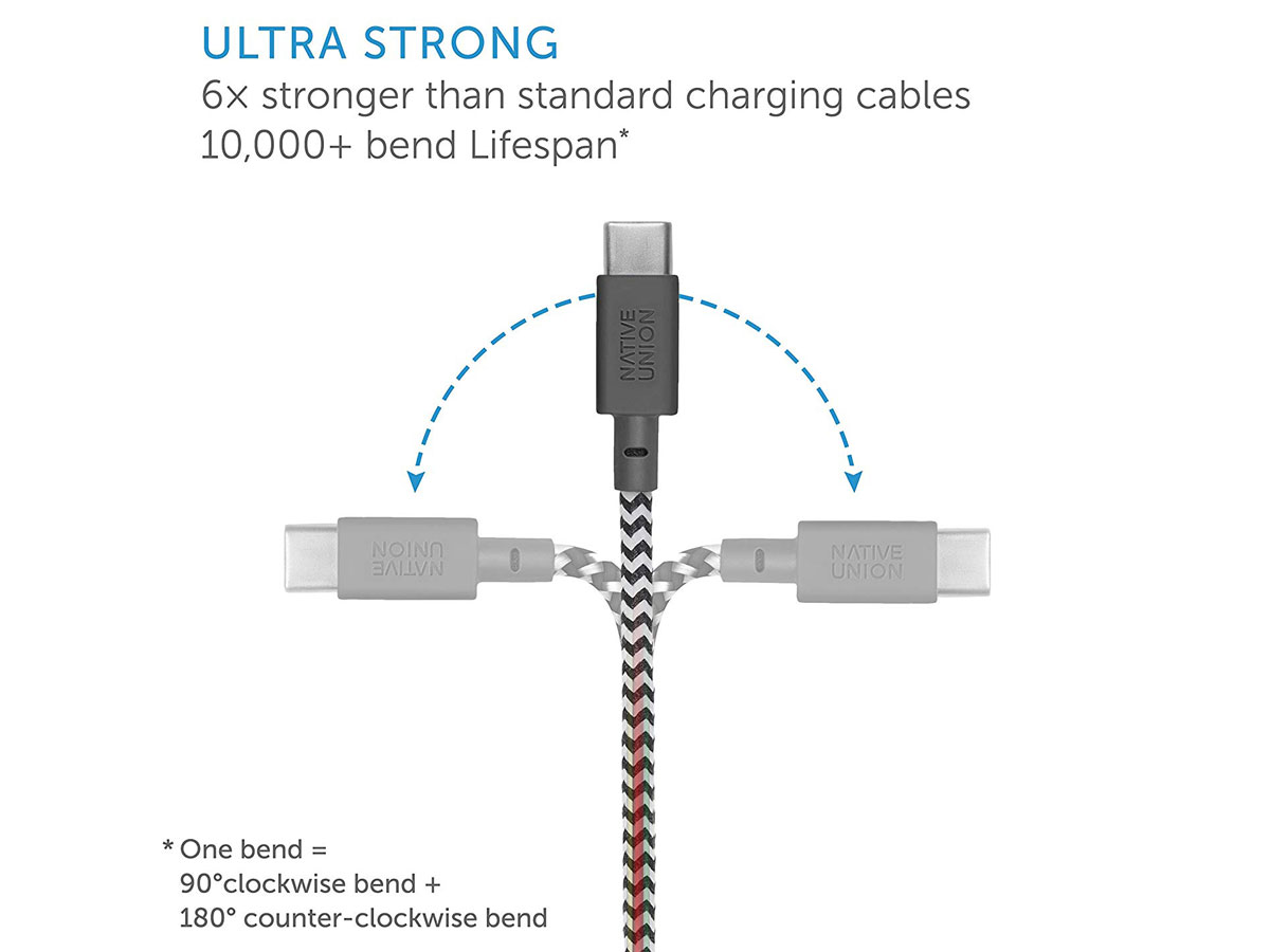 Native Union Night Cable Zebra - Verzwaarde USB-C kabel