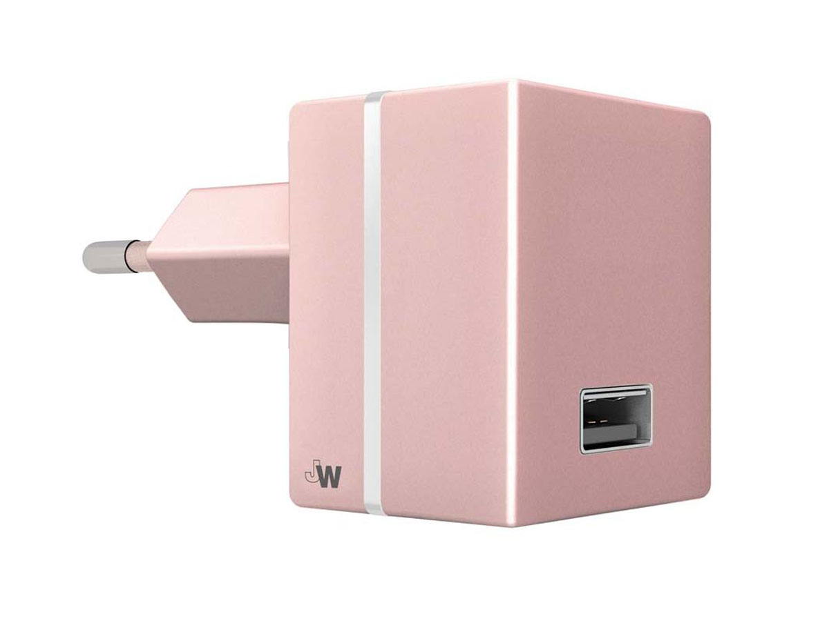 Just Wireless 2.4A USB-A Oplader Muurlader (Rosé Goud)