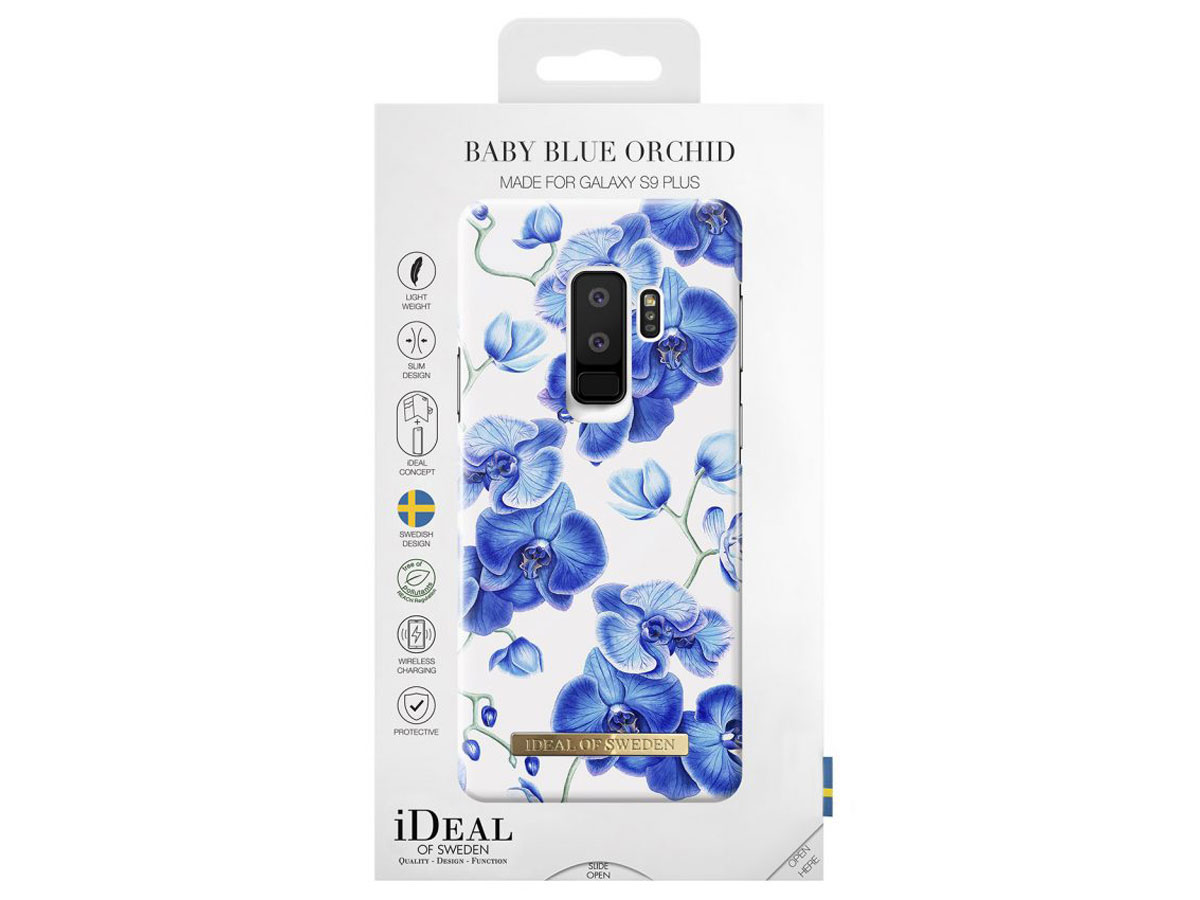 iDeal of Sweden Baby Blue Orchid - Galaxy S9+ hoesje