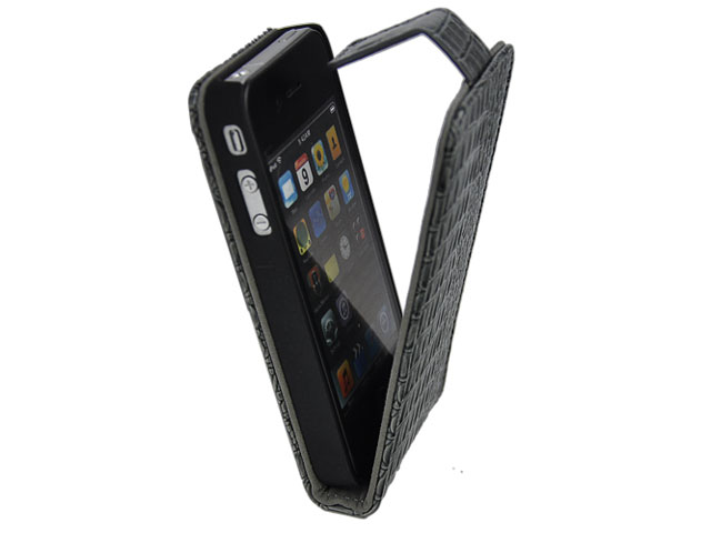 Croco Bottom Flip Case Hoes voor iPhone 4/4S