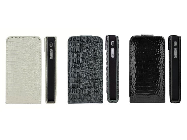 Croco Bottom Flip Case Hoes voor iPhone 4/4S