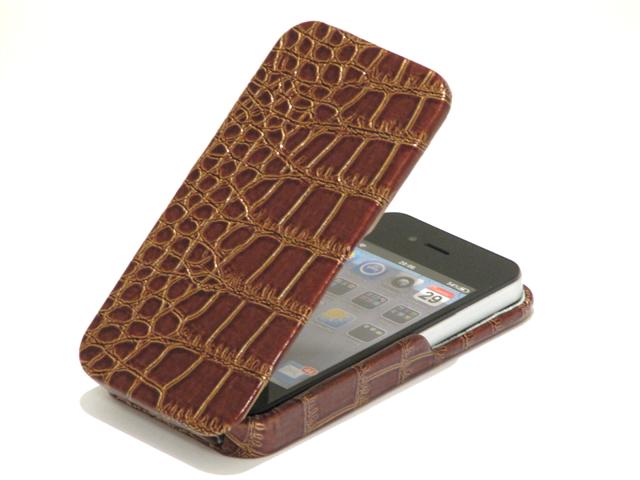 UltraSlim Croco Flip Case Hoes voor iPhone 4/4S
