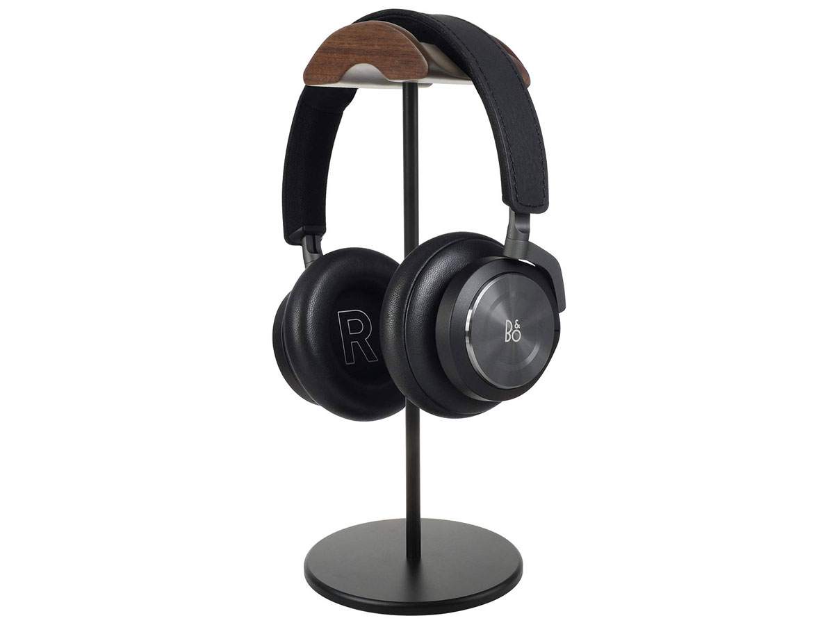 Premium Walnut Headphone Stand Zwart - Koptelefoon Standaard