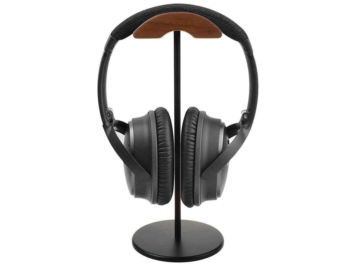 Premium Walnut Headphone Stand Zwart - Koptelefoon Standaard