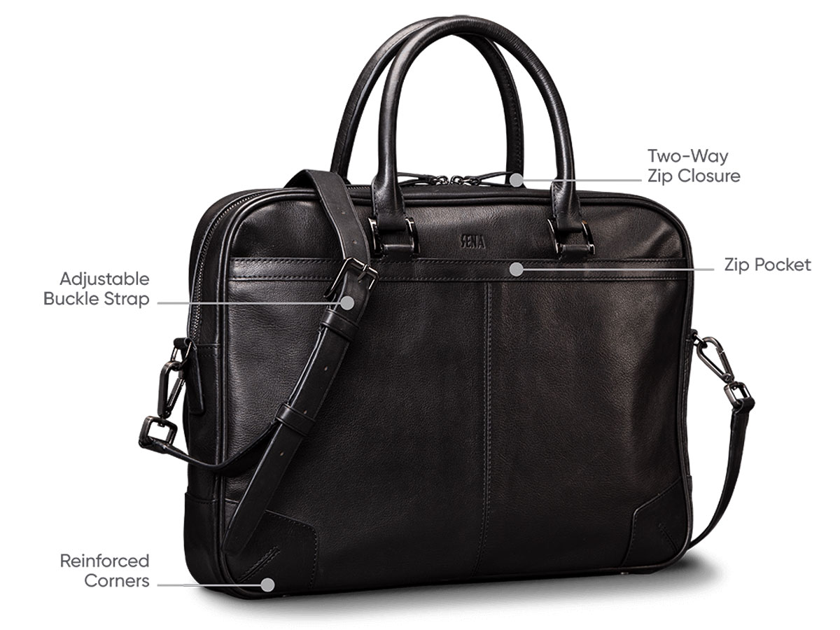 Sena Heritage Commuter Bag Zwart - 15 inch Leren Laptoptas