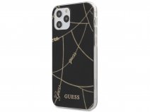 Guess Gold Chains TPU Case Zwart - iPhone 12/12 Pro hoesje