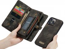 CaseMe 2in1 Wallet Case met Ritsvak Zwart - iPhone 13 Pro Hoesje