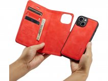 CaseMania 2in1 Magnetic Bookcase Rood - iPhone 14 Hoesje