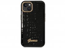 Guess Glossy Croco Case Zwart - iPhone 14 Plus/15 Plus hoesje