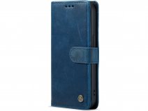 CaseMania Vintage Leather Case Blauw - iPhone 14 Pro hoesje
